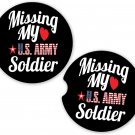 Veteran Missing Army Soldier Set of 2 Coasters Set of 2 Coasters Car Cup Holder