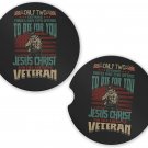 Military Veteran Jesus #1 Set of 2 Coaster Set of 2 Coasters Car Cup Holder