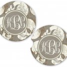 Grunge Sugar Skulls Monogram  | Set of 2 Coasters Car Gift Cup Holders