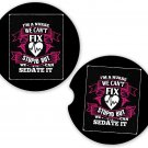 Nurse Nursing Can't Fix Stupid #2 | Set of 2 Matching Coasters Car Cup Holders