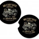 US Army Military Veteran Military Base 1942 #1 Set of 2 Coasters Car Cup Holder