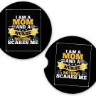 Nothing Scares Me Nursing Mom Nurse | Set of 2 Matching Coasters Car Cup Holders