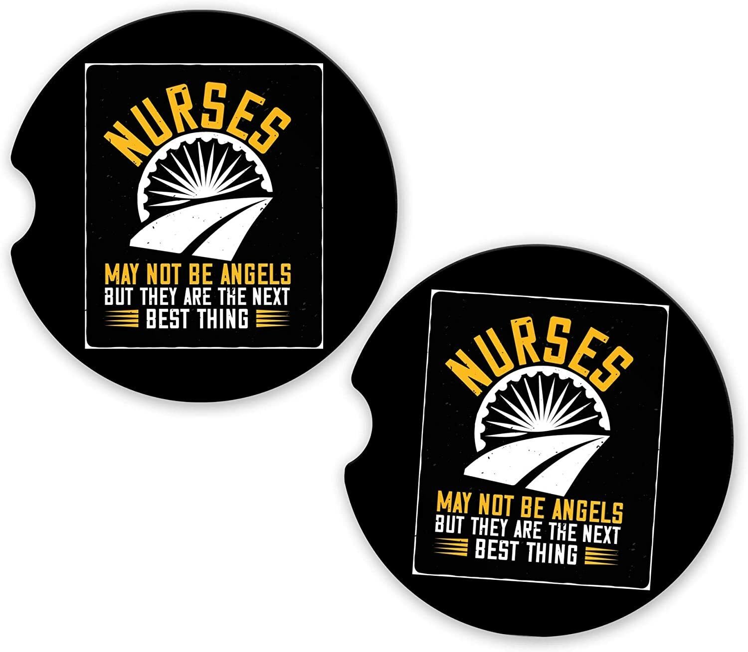 Nurse Nursing May Not Be Angels | Set of 2 Matching Coasters Car Cup Holders