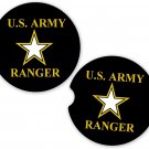 US Army Ranger Military | Set of 2 Matching Coasters Car Cup Holders
