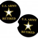 US Army Retired Military | Set of 2 Matching Coasters Car Cup Holders