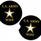 US Army Wife Military  | Set of 2 Matching Coasters Car Cup Holders
