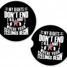US Army Military Veteran My Rights Don't End #1 Set of 2 Coasters Car Cup Holder