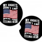 US Army Military Veteran My Rights Don't End #2 Set of 2 Coasters Car Cup Holder