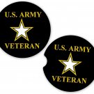 US Army Veteran Military | Set of 2 Matching Coasters Car Cup Holders