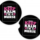 Nurse Nursing Keep Kalm | Set of 2 Matching Coasters Car Cup Holders