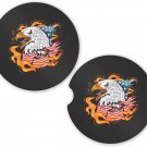 USA American Flag Fire American Eagle Set of 2 Coasters Car Cup Holder