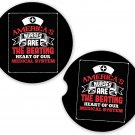 Nursing Heart of Our Medical System | Set of 2 Matching Coasters Car Cup Holders