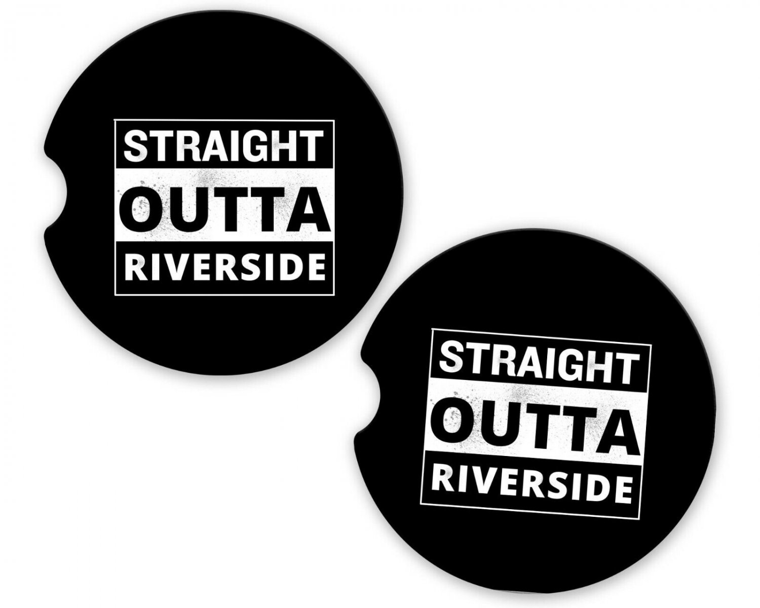 Straight Outta Riverside USA State City Sandstone Car Cup Holder Coaster Set
