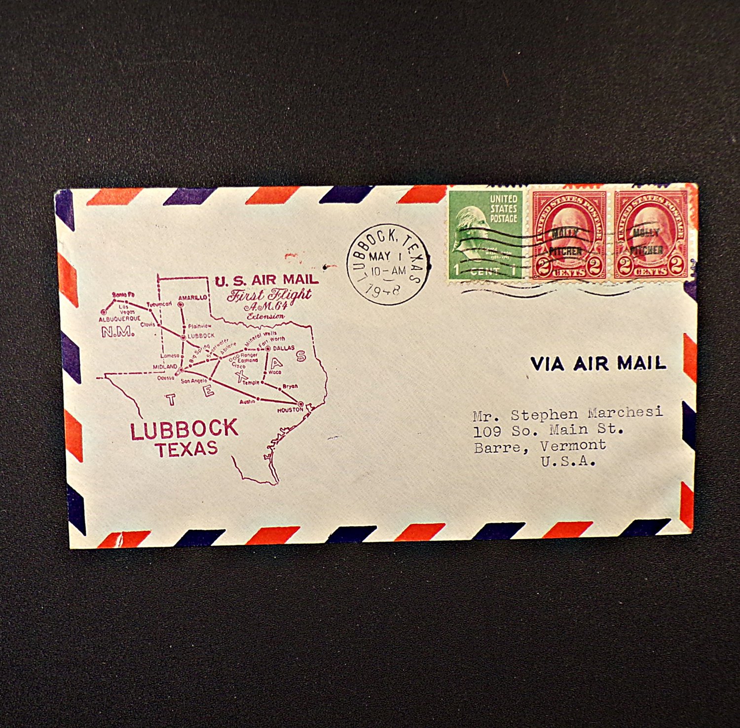 1948 First Flight AM 64 Extension Lubbock, Texas Multifranked w/804