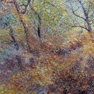Signed Stretched Impressionist Painting of Vibrant Trees, "Thai Autumn at Ob Khan"