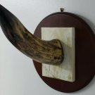 CUSTOM ABSTRACT ART FAUX RHINO HORN 12" WOOD CARVING ON 12' PLAQUE