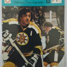 1977 SPORTSCASTER CARD PHIL AND TONY ESPOSITO BOSTON BRUINS  HOF PRINTED IN ITALY
