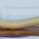 REALISM FAUX ART ELEPHANT TUSK NEUTRAL WOOD CARVING 32" 11LBS. WOOD RECTANGLE BASE