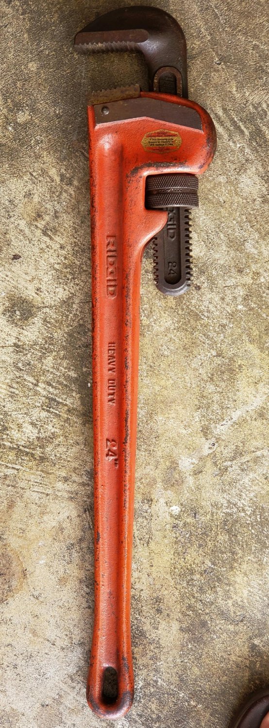 VINTAGE RIDGID 24 INCH HEAVY DUTY ALLOY STEEL B54 PIPE WRENCH MADE IN USA