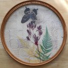 VINTAGE 1970 BAMBOO SERVING TRAY PRESSED BUTTERFLY FERN ON LACE VINTAGE 1970 BAMBOO SERVING TRAY PRESSED BUTTERFLY FERN ON LACE