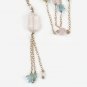 Boheme Pastel Long Necklace, Rose Gold Plated 925 Silver, Aquamarines, Rose Quartz and Lemon Quartz