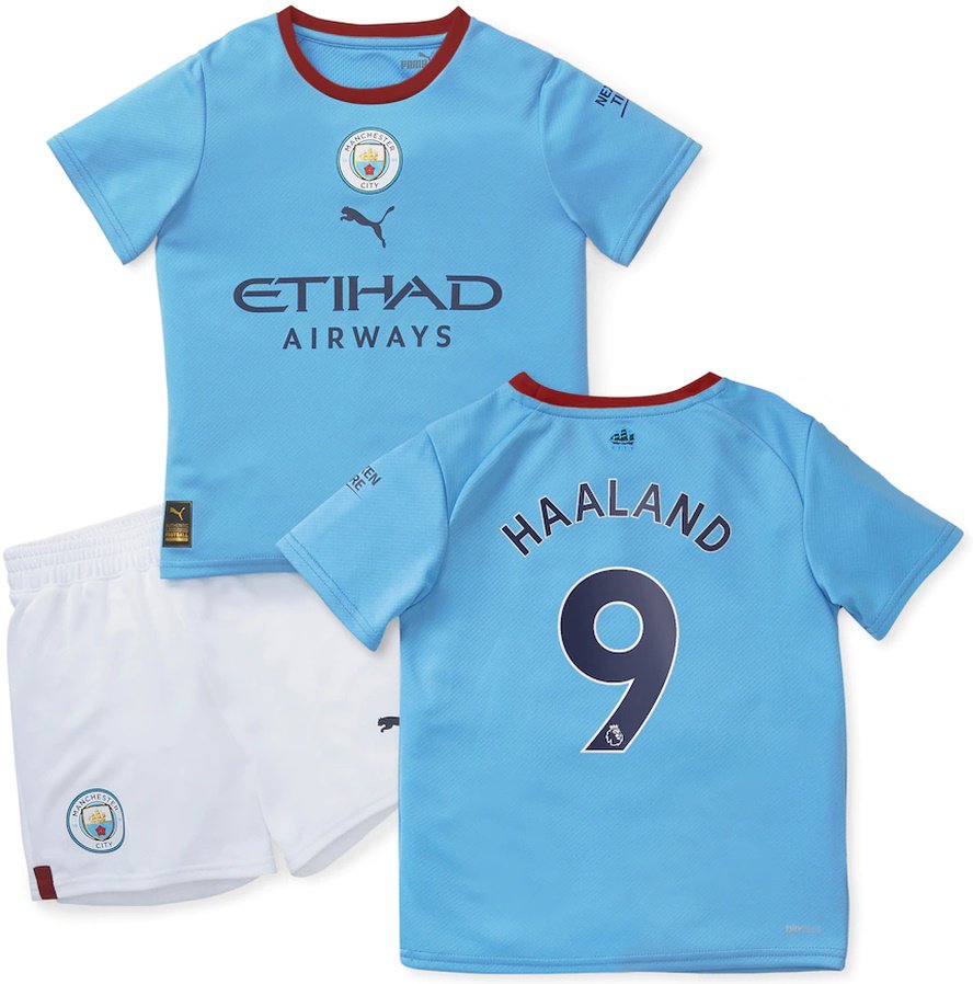 Haaland 9 Manchester City Kids Home Shirt Jersey Kit 22 23 Youth