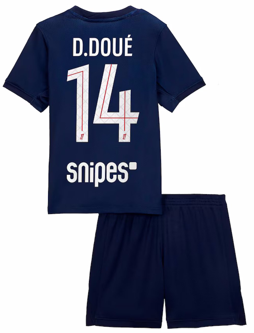 Kids D.DOU&Atilde;� #14 Paris Saint Germain Home Shirt Jersey Kit 25-26 Youth Soccer Football 2025-2026