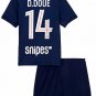 Kids D.DOU&Atilde;� #14 Paris Saint Germain Home Shirt Jersey Kit 25-26 Youth Soccer Football 2025-2026