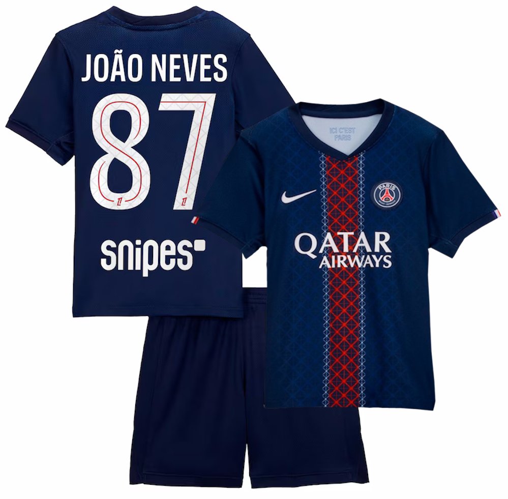 PSG Nike Third Stadium Shirt 2025-26 with Cup printing João Neves 87