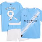 Kids HAALAND #9 Manchester City Home Shirt Jersey Kit 25-26 Youth Soccer Football 2025-2026
