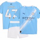 Kids FODEN #47 Manchester City Home Shirt Jersey Kit 25-26 Youth Soccer Football 2025-2026