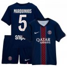Kids MARQUINHOS #5 Paris Saint Germain Home Shirt Jersey Kit 25-26 Youth Soccer Football 2025-2026