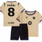 Kids PEDRI #8 Barcelona Away Shirt Jersey Kit 25-26 Youth Soccer Football 2025-2026