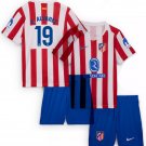 Kids J. ALVAREZ #19 Atletico Madrid Home Shirt Jersey Kit 25-26 Youth Soccer Football 2025-2026