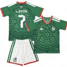 Kids L.ROMO #7 Mexico Home World Cup Shirt Jersey Kit 26-27 Youth Soccer Football 2026-2027