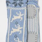 Muk Luks Socks slipper fuzzy cozy reindeer snowflake shea butter infused blue