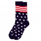 Patriotic Socks American Flag navy blue white stars red stripes cotton crew