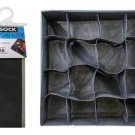Sock Tie Storage Organizer drawer shelf fabric box 16 slot space sections gray