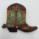 Cowboy Boot tray brown turquoise soap dish ring plate western tooled rustic