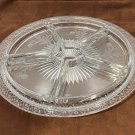 Vintage Glass Platter round divided sections eggs veggie nuts plate server star