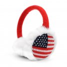 Ear Muffs American Flag white fuzzy red white blue ear hat wrap