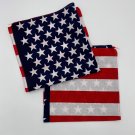 2 Bandanas American Flag Patriotic neckerchief cotton doo rag head band wrap