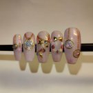 Pink holiday sparkle press on nails