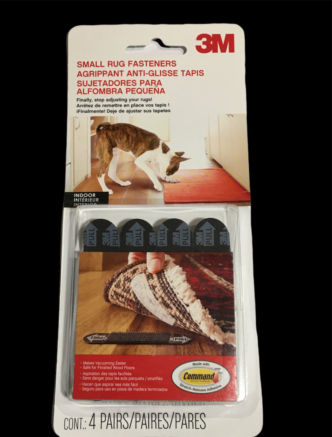 3M SRA4 Tekk Protection Indoor Rug Anchor Gripper Fasteners, 4Pair Pack