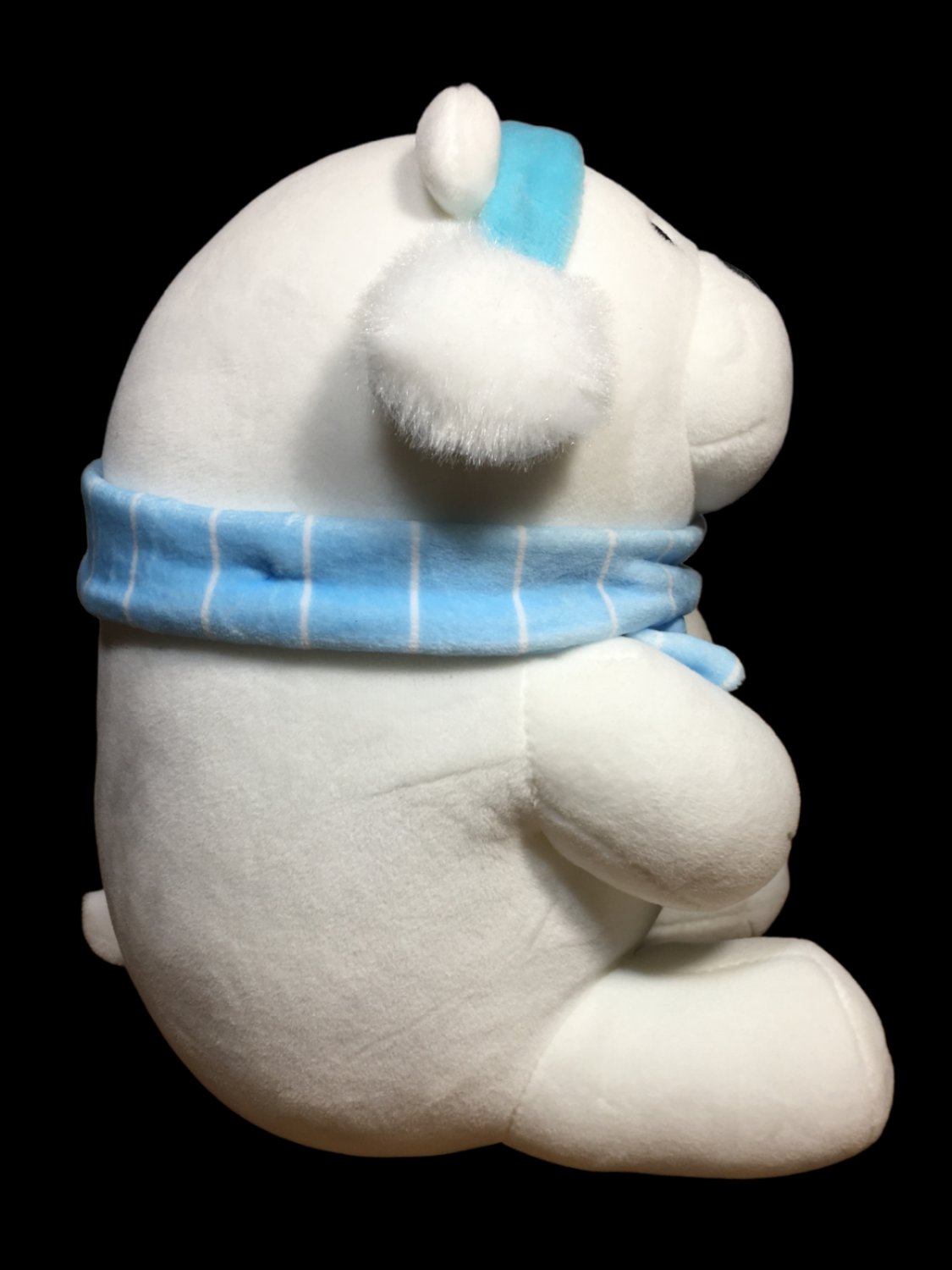 We Bare Bears Miniso RARE Polar Ice Bear Plush Toy Ear Muffs Scarf 10