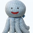 Baby Aspen Octopus Mr Sock T Pus Blue White Polka Dot Plush Rattle 11" Soft Toy