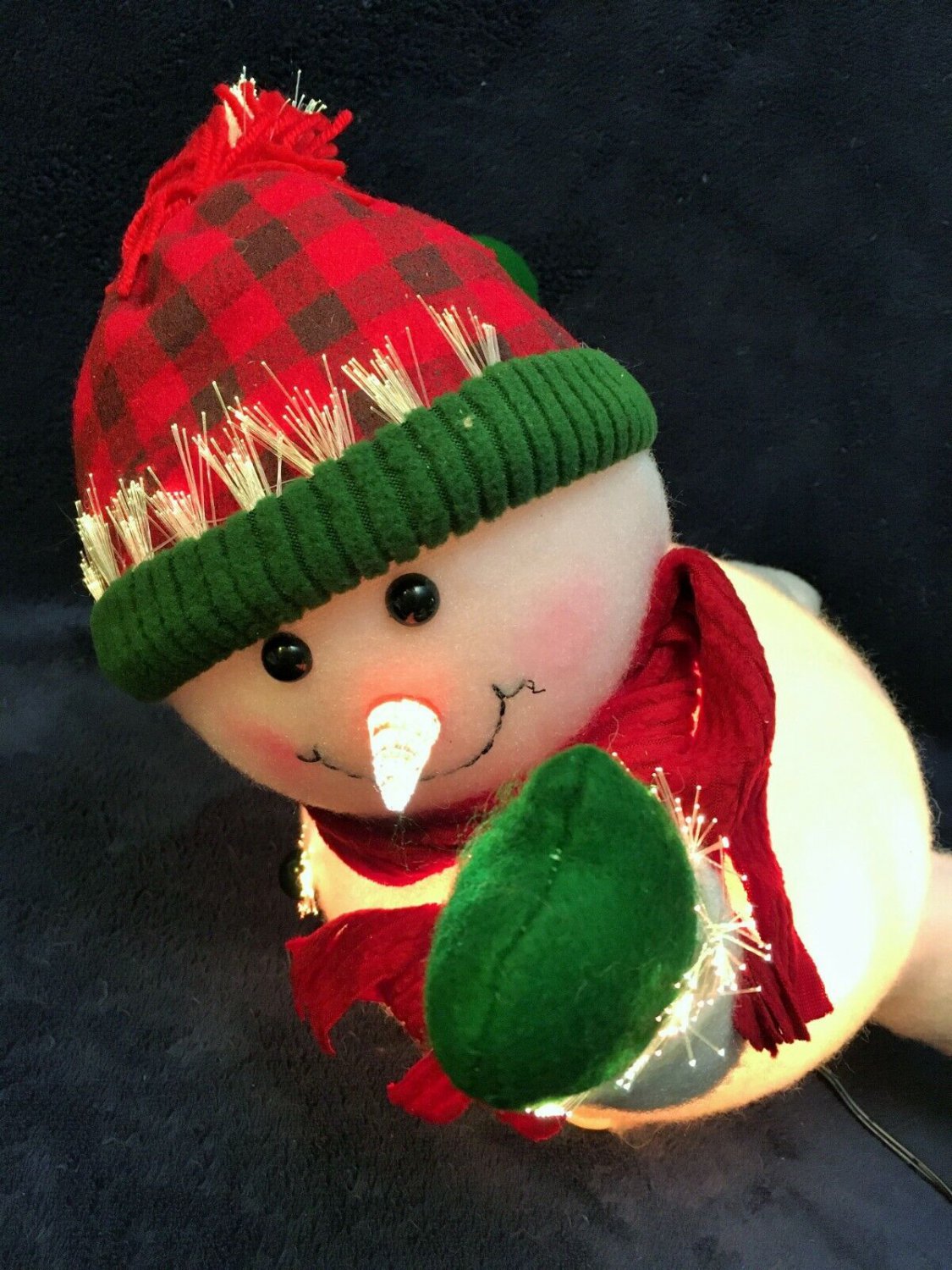 RARE Leco Fiber Optic Snowman Belly Sledding Fun Rainbow Color Changing