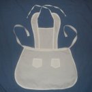 Handmade Girls White Bib Apron - Childs 100% Cotton, One Size, Solid, Whites