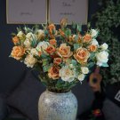Fake Rose Flower Branch Multi Heads Silk Wedding Home Christmas Decoration