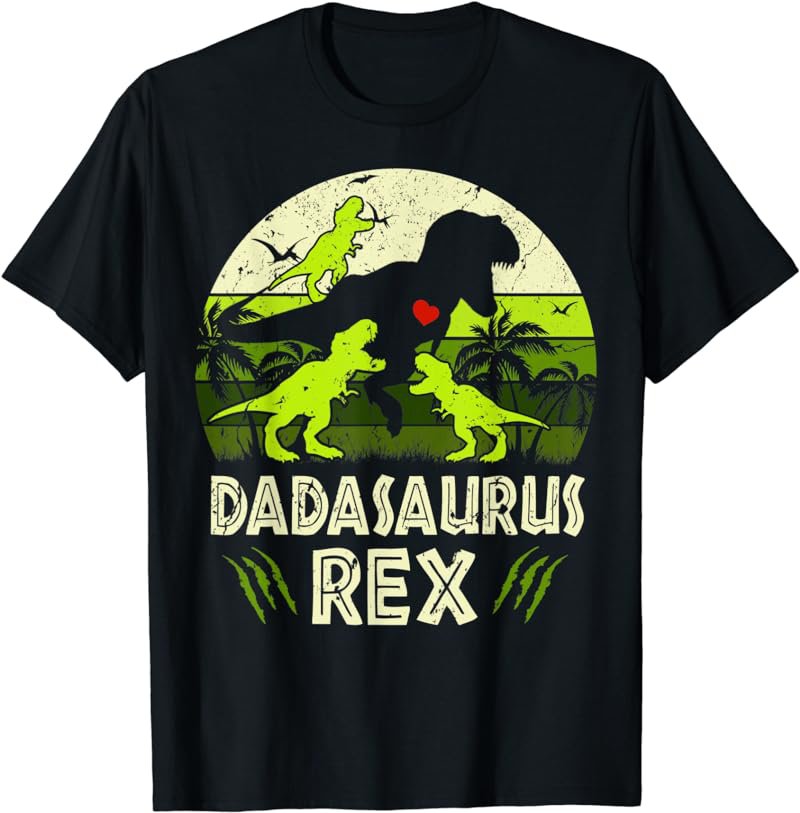 Dada Dinosaur T Rex Dadasaurus 3 kids Matching Family T-Shirt